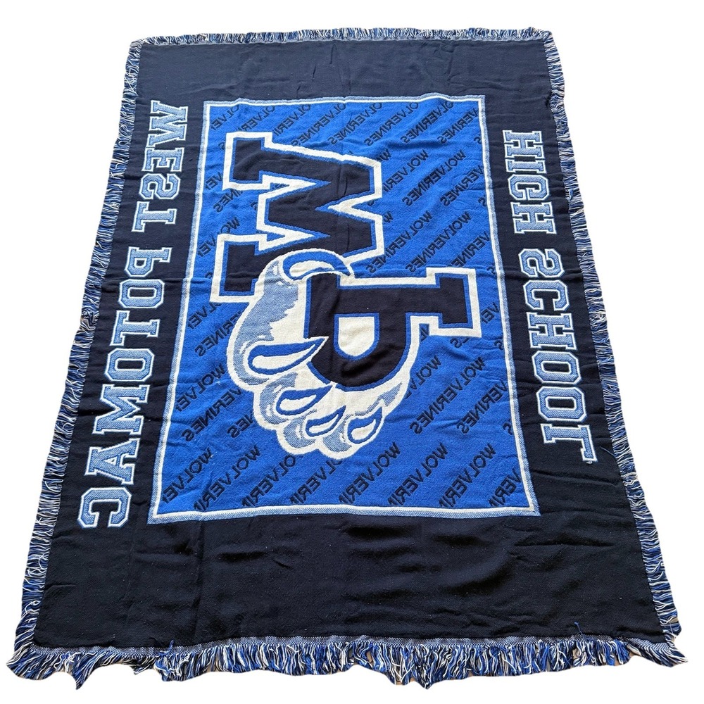 West Potomac High School Wolverines Fringed Tapestry Throw Blanket 46x63 - Picture 3 of 6